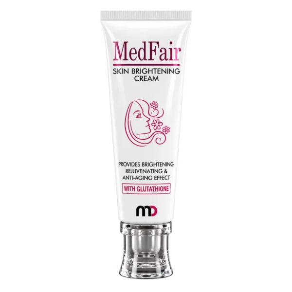 Medlys Medfair Skin Brightening Cream with glutathione, formulated to provide skin brightening, rejuvenating, and anti-aging benefits.