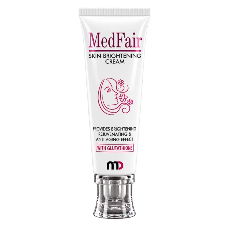 Medlys Medfair Skin Brightening Cream with glutathione, formulated to provide skin brightening, rejuvenating, and anti-aging benefits.