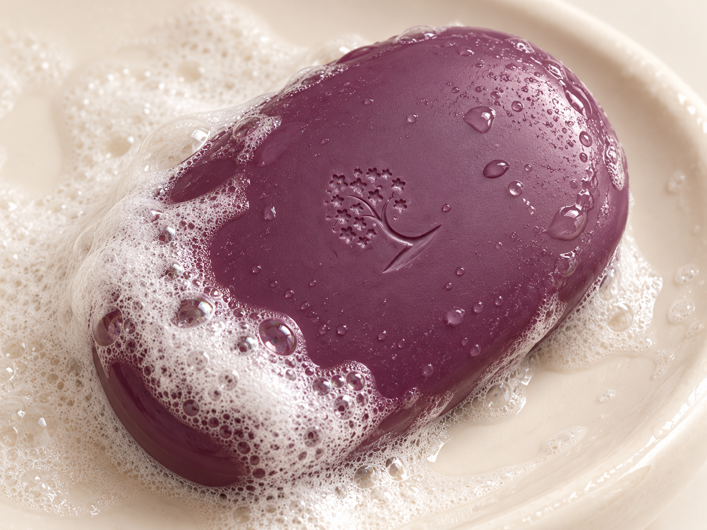 Illustrative purple soap texture with lather